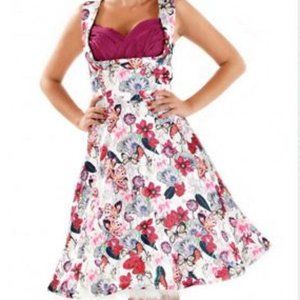 LINDY BOP Ophelia retro teal floral picnic dress